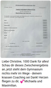 Bewertung Mama, Zwischenzeugnis