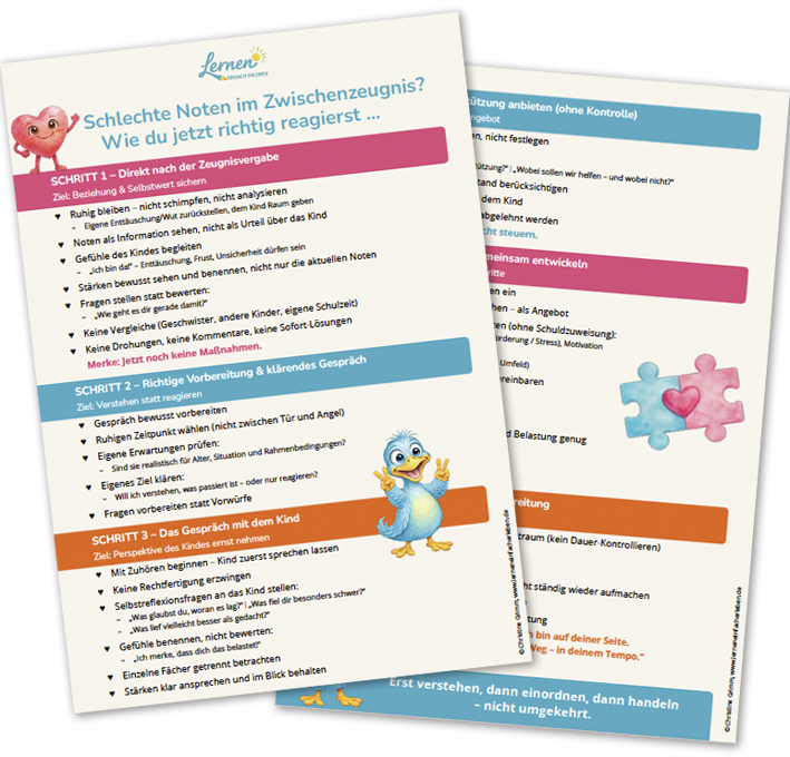 Schlechte Noten - Elterncheckliste