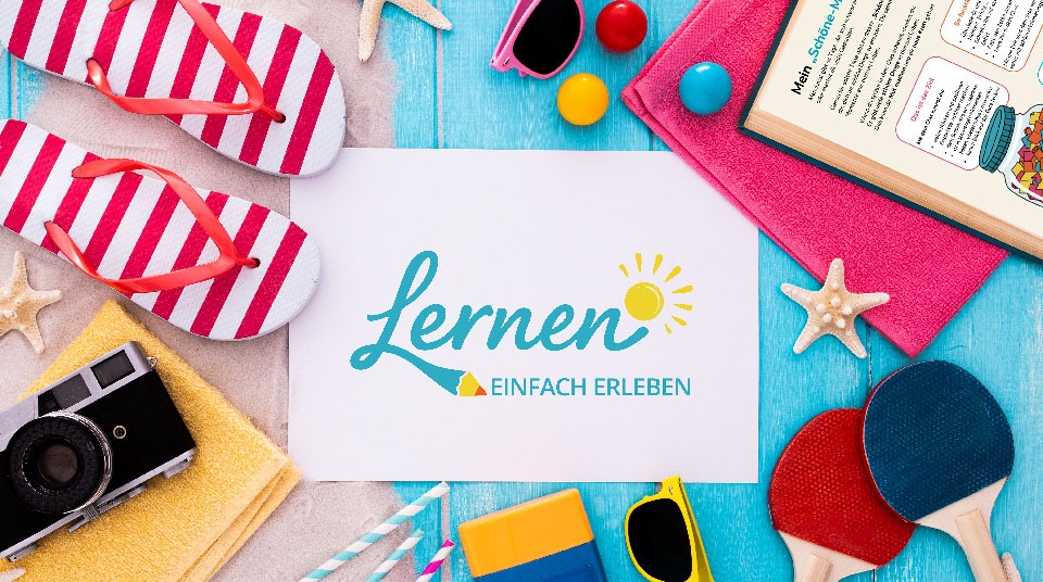 Lernen in den Sommerferien-Strandbild