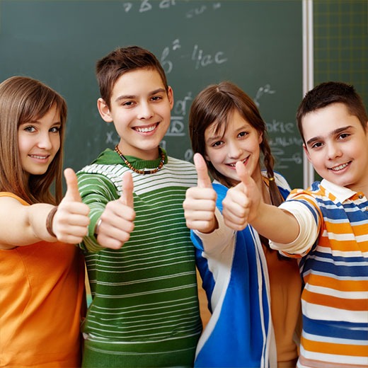 Vier Schüler nach Rechenkurs